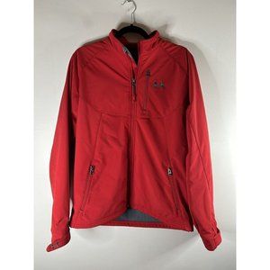 Under Armor Softshell Jacket Size Large L Soft Shell Red Gray Full Zip Coat